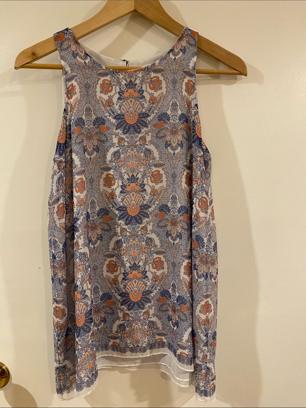 Max Studio Paisley Print Sleeveless Tunic in Blue and Peach